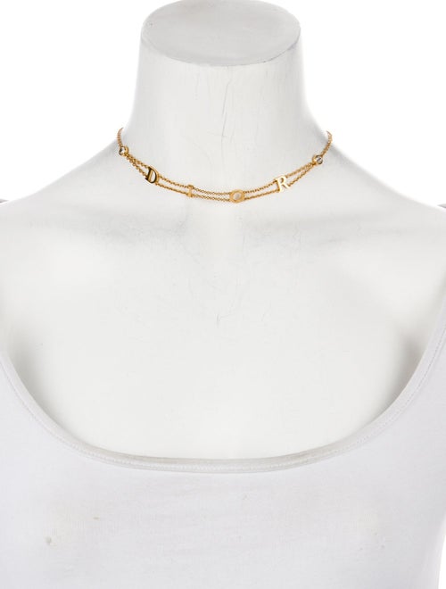 Christian Dior Crystal Logo Choker Necklace