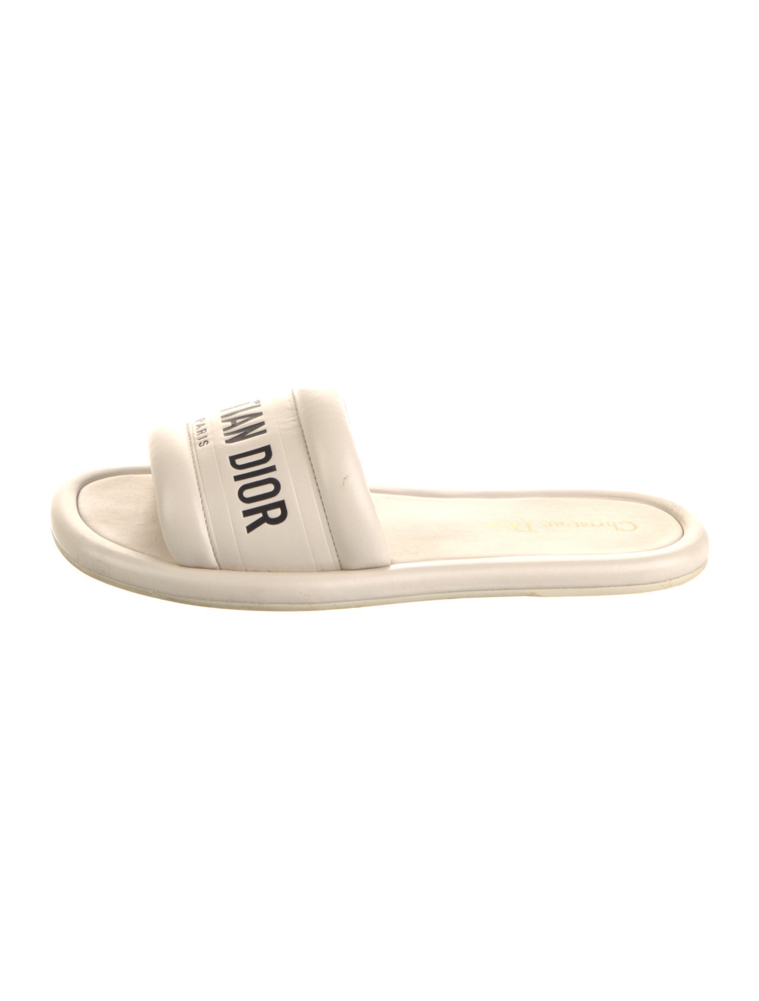 Christian Dior Leather Graphic Print Slides