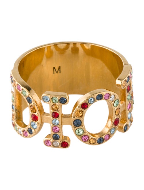 Christian Dior Rainbow Crystal Logo Band Ring