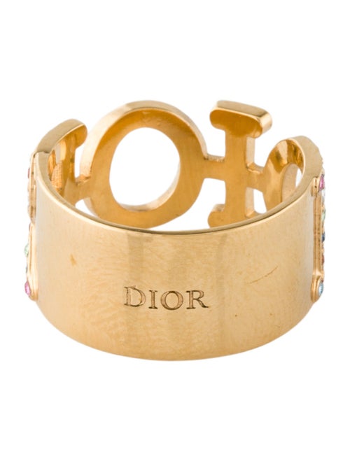 Christian Dior Rainbow Crystal Logo Band Ring