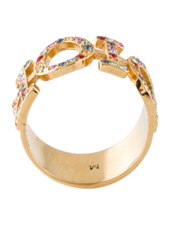 Christian Dior Rainbow Crystal Logo Band Ring