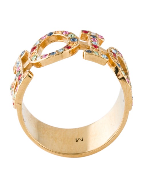 Christian Dior Rainbow Crystal Logo Band Ring