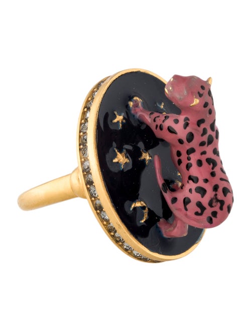 Christian Dior Resin Leopard Pop Charm Cocktail Ring