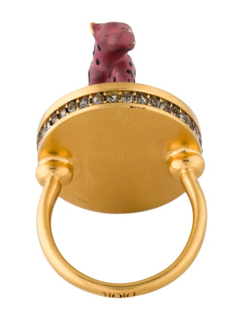 Christian Dior Resin Leopard Pop Charm Cocktail Ring