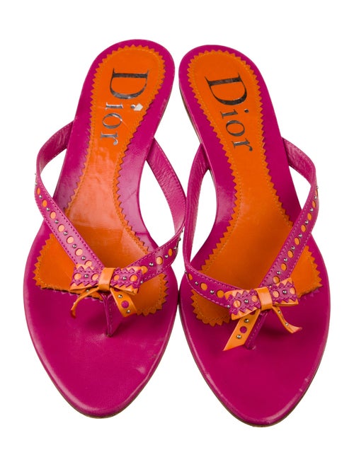 Christian Dior Leather Bow Accents Slides