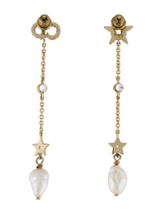 Christian Dior Pearl & Crystal Shiny-D Drop Earrings