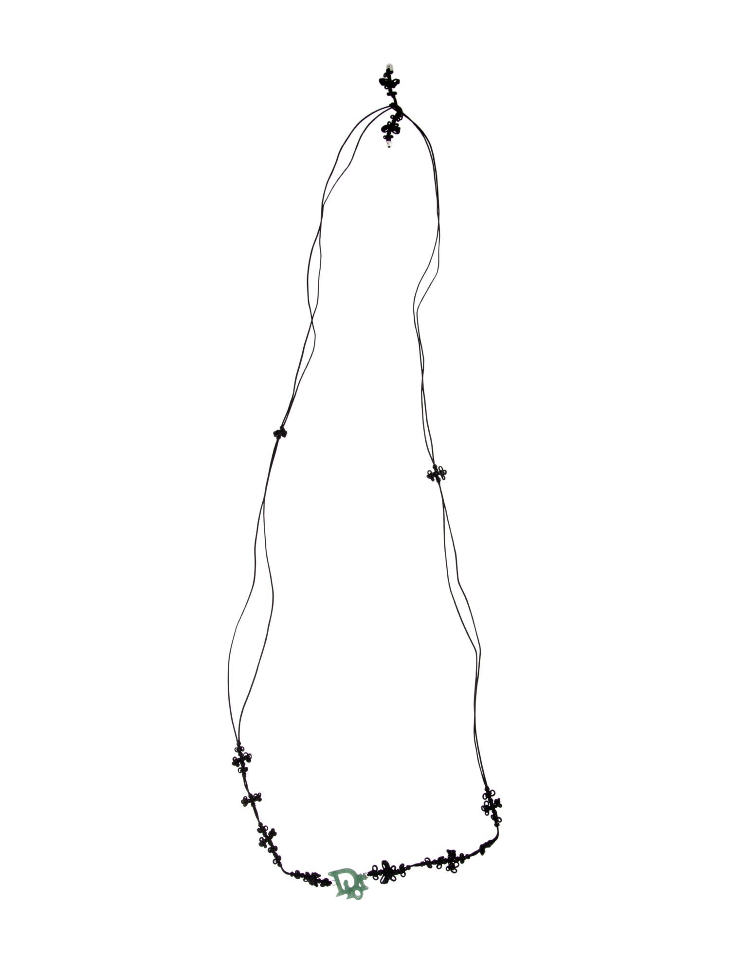 Christian Dior Vintage Jade & Nylon Dior Choker Necklace