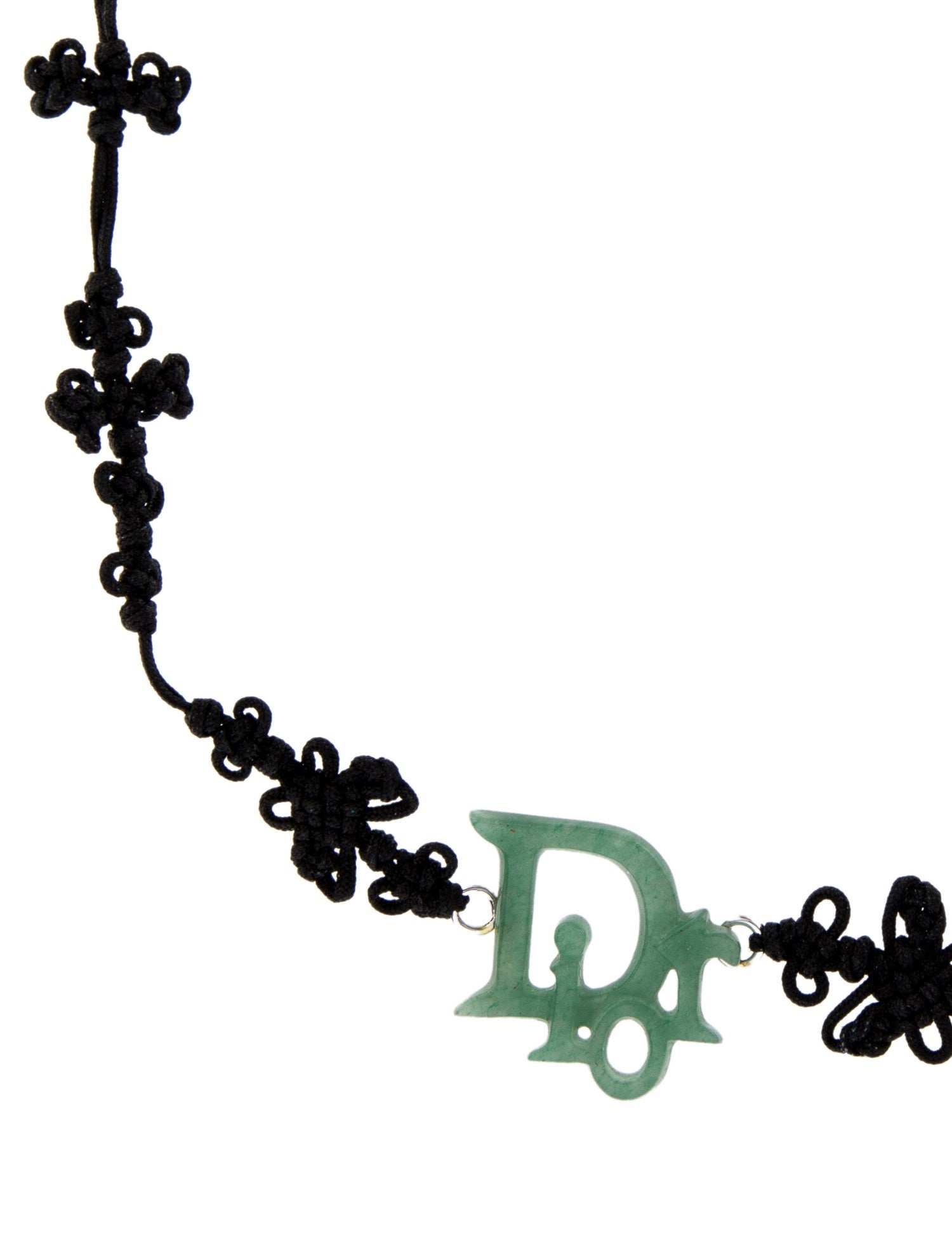 Christian Dior Vintage Jade & Nylon Dior Choker Necklace