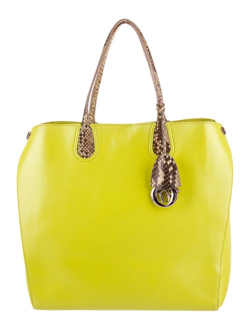 Christian Dior Leather Python-Trimmed Addict Shopper Large