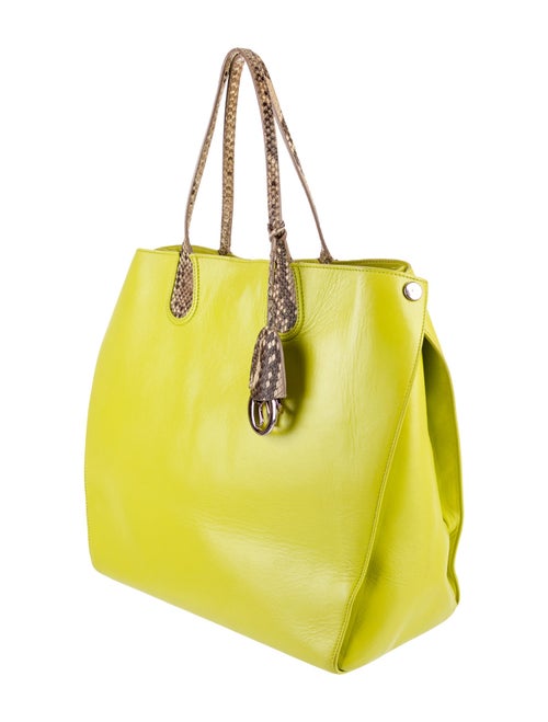 Christian Dior Leather Python-Trimmed Addict Shopper Large