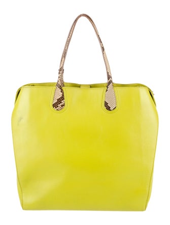 Christian Dior Leather Python-Trimmed Addict Shopper Large