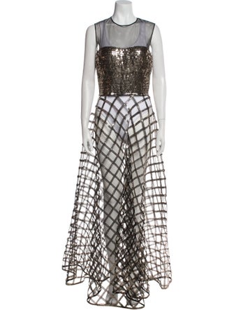 Christian Dior Lace Pattern Long Dress