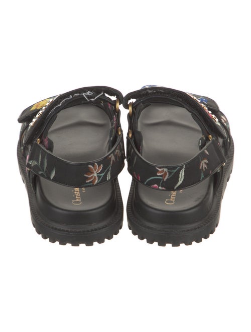 Christian Dior Floral Print Leather Trim Embellishment Slingback Sandals