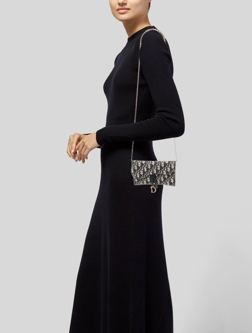 Christian Dior Oblique Jacquard Wallet on Chain