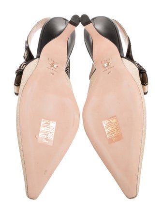 Christian Dior Printed Bow Accents Slingback Pumps