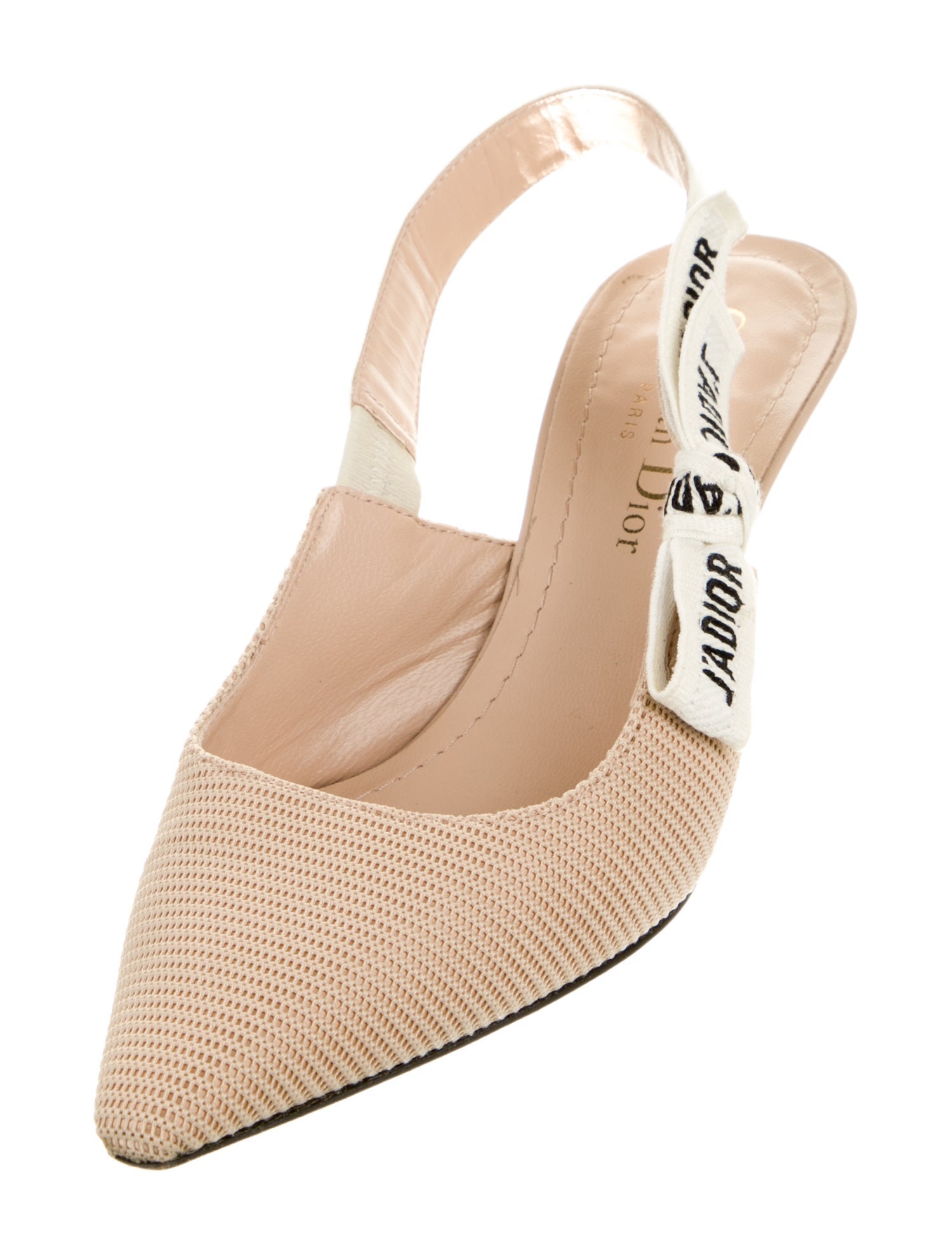 Christian Dior Sylvie Web Accent Bow Accents Slingback Pumps