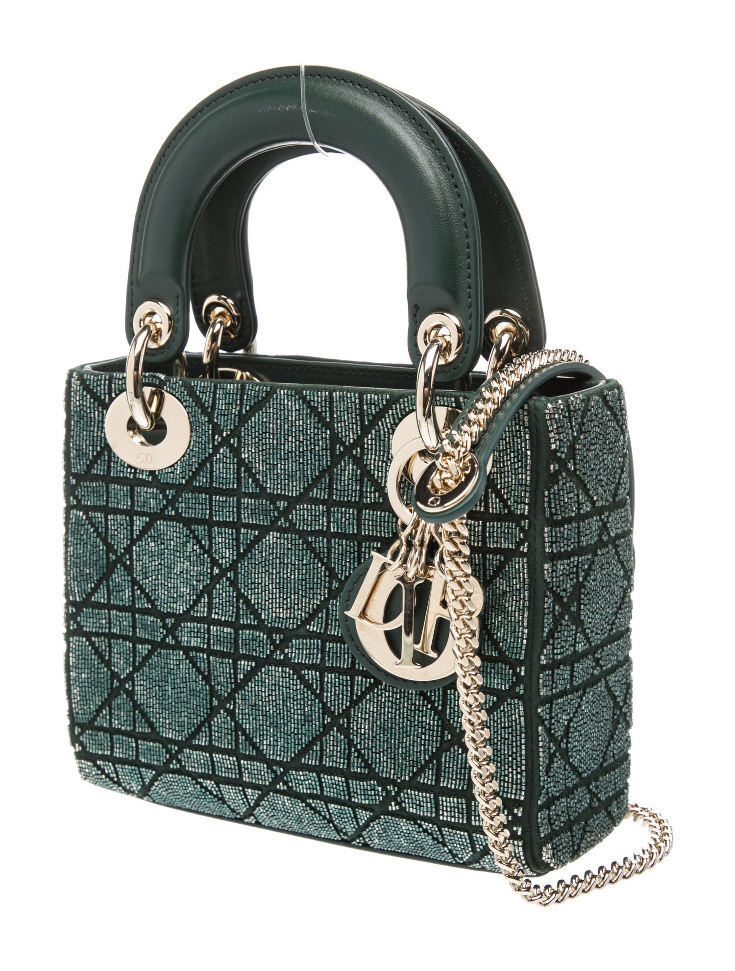 Christian Dior Cannage Lady Dior Mini 2023 - Green Handle Bags