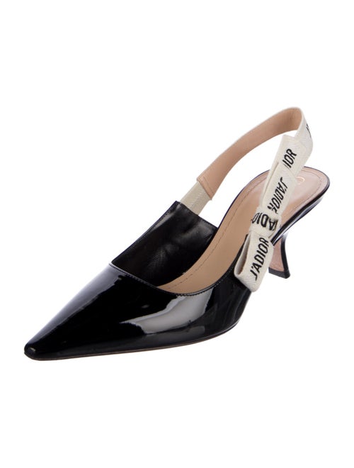 Christian Dior Patent Leather Graphic Print Slingback Pumps