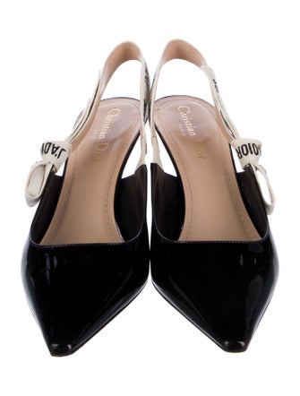 Christian Dior Patent Leather Graphic Print Slingback Pumps
