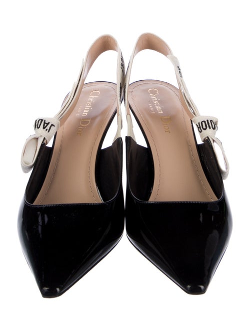 Christian Dior Patent Leather Graphic Print Slingback Pumps