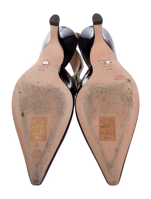Christian Dior Patent Leather Graphic Print Slingback Pumps