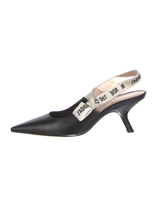 Christian Dior Leather Embroidered Accent Slingback Pumps