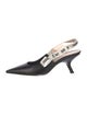 Christian Dior Leather Embroidered Accent Slingback Pumps