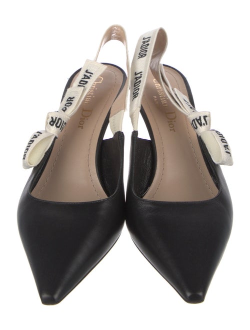 Christian Dior Leather Embroidered Accent Slingback Pumps