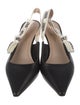 Christian Dior Leather Embroidered Accent Slingback Pumps