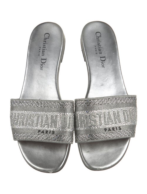 Christian Dior Printed Crystal Embellishments Slides