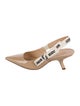 Christian Dior Patent Leather Bow Accents Slingback Pumps