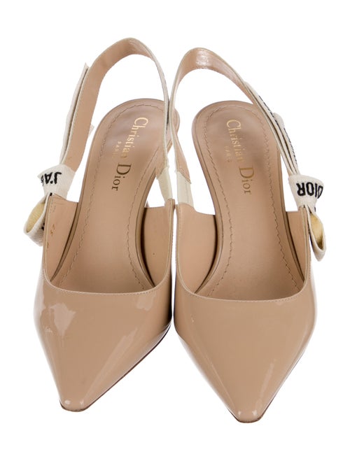 Christian Dior Patent Leather Bow Accents Slingback Pumps