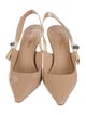 Christian Dior Patent Leather Bow Accents Slingback Pumps