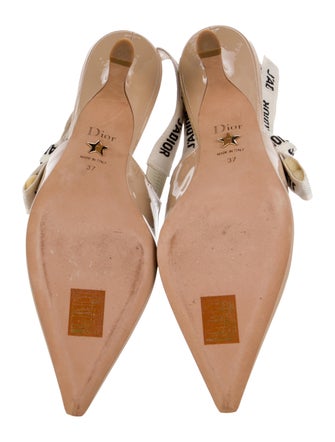Christian Dior Patent Leather Bow Accents Slingback Pumps