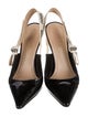 Christian Dior Patent Leather Bow Accents Slingback Pumps