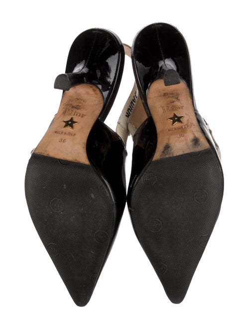 Christian Dior Patent Leather Bow Accents Slingback Pumps