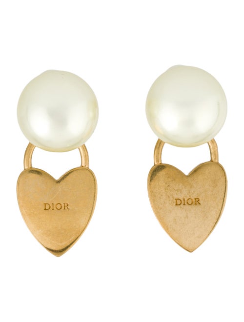 Christian Dior Faux Pearl & Crystal Tribales Stud Drop Earrings