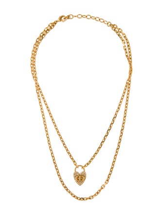 Christian Dior Crystal Heart CD Double Strand Necklace