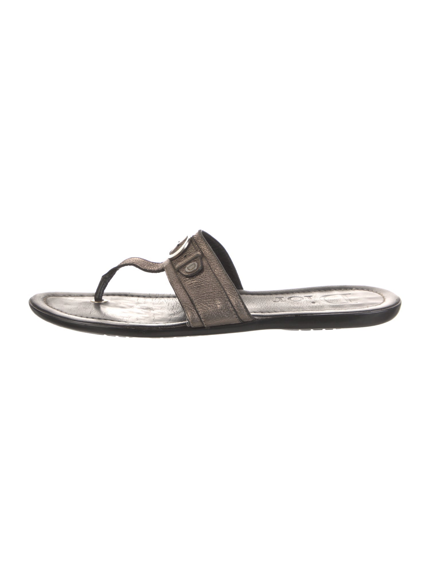 Christian Dior Leather Glitter Accents Flip Flops