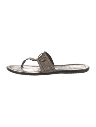 Christian Dior Leather Glitter Accents Flip Flops