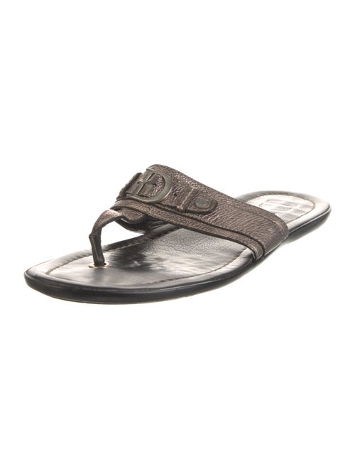 Christian Dior Leather Glitter Accents Flip Flops