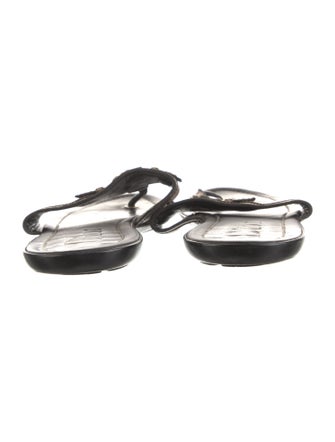 Christian Dior Leather Glitter Accents Flip Flops