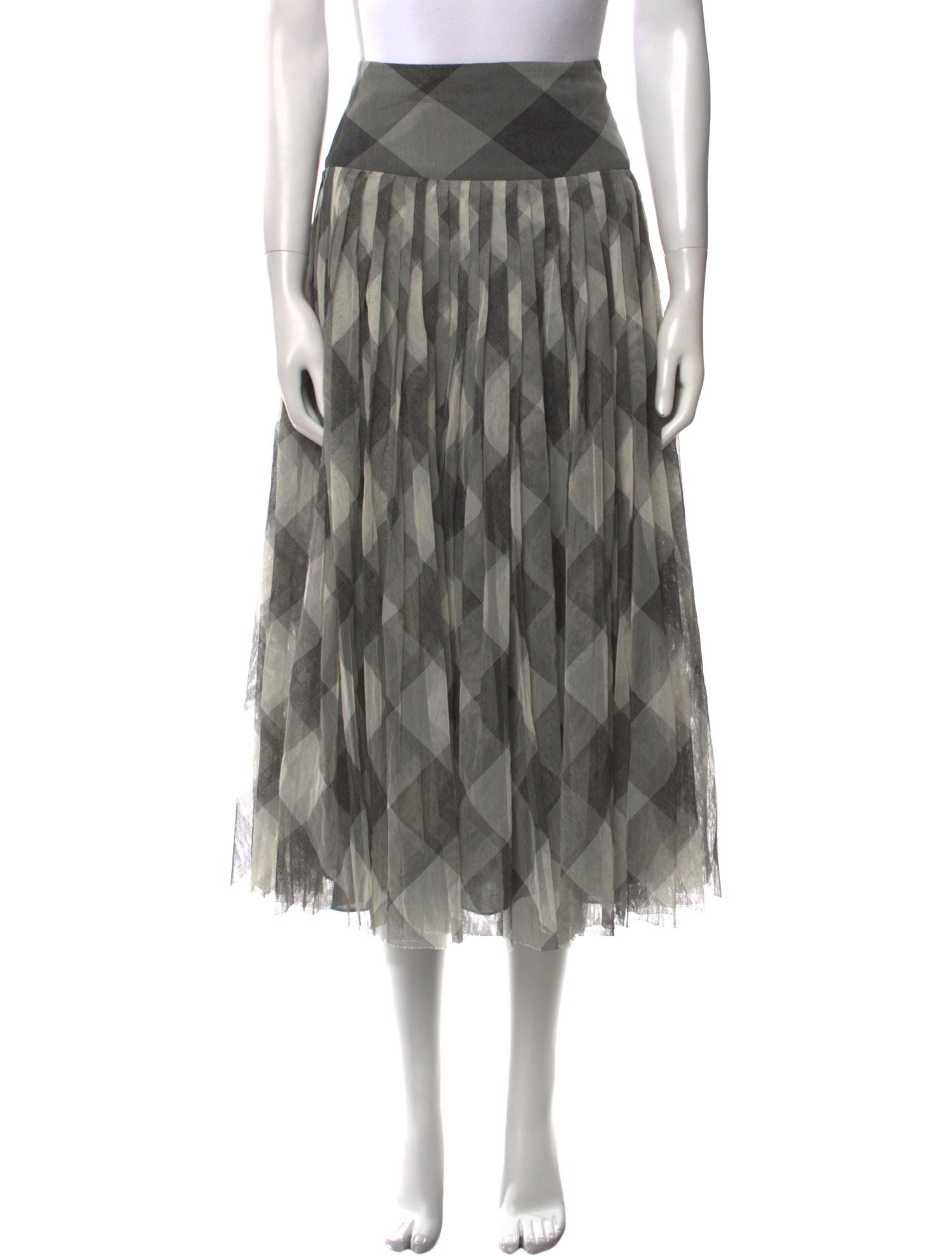 Christian Dior Plaid Print Midi Length Skirt