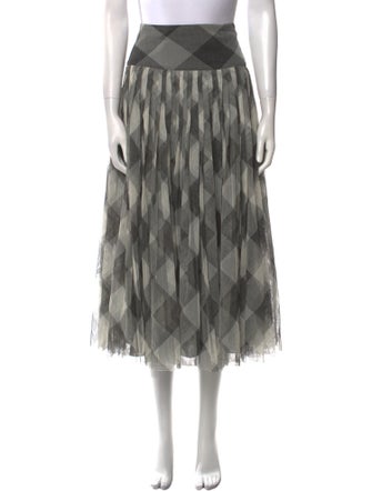 Christian Dior Plaid Print Midi Length Skirt