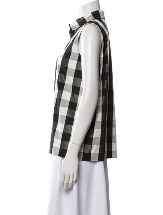 Christian Dior Plaid Print Sleeveless Button-Up Top