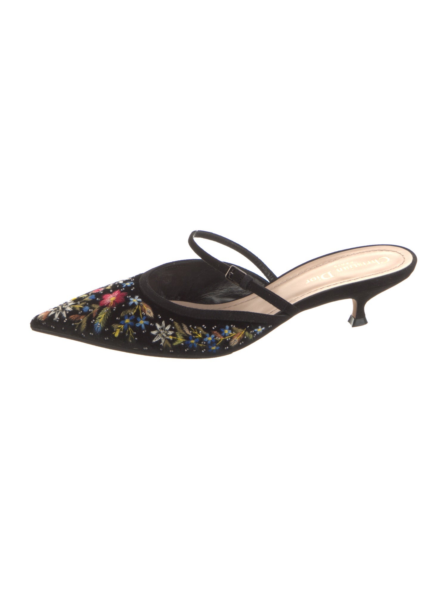 Christian Dior Suede Lace Pattern Mules