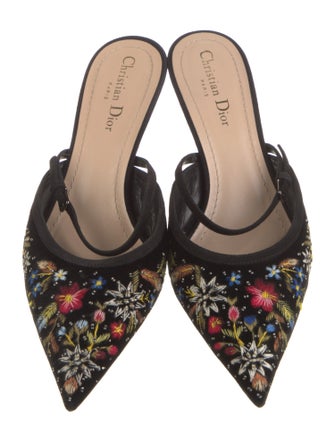 Christian Dior Suede Lace Pattern Mules