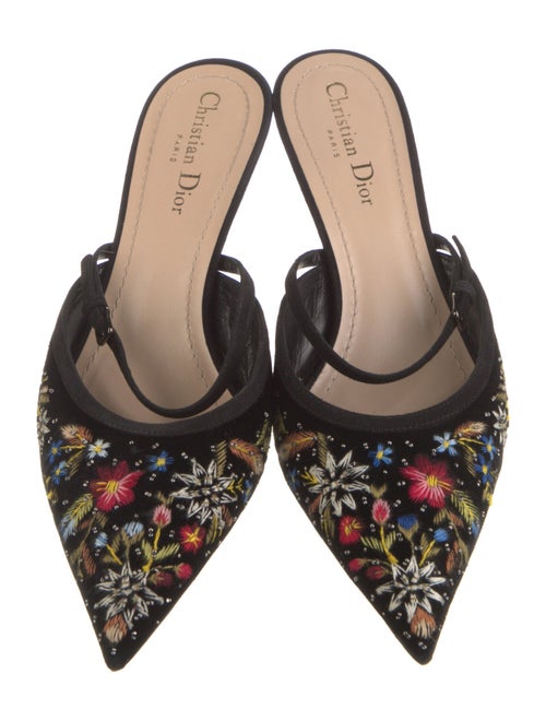 Christian Dior Suede Lace Pattern Mules