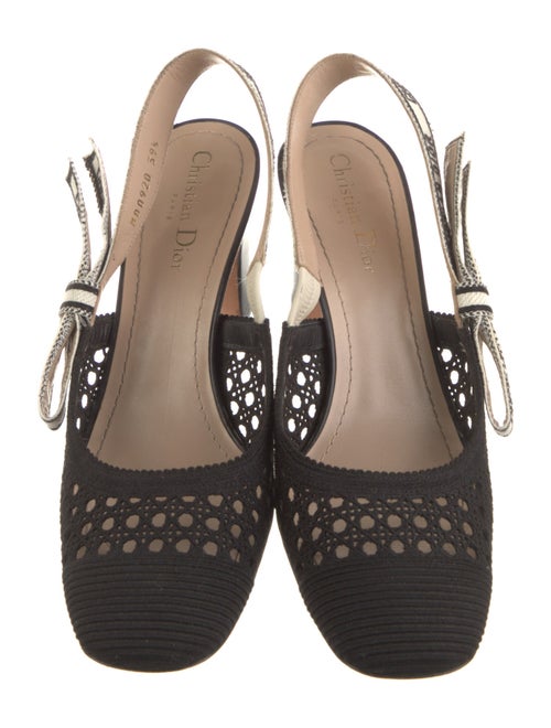 Christian Dior Cannage Pattern Bow Accents Slingback Pumps