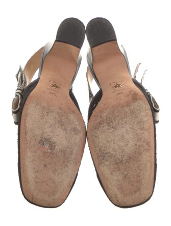 Christian Dior Cannage Pattern Bow Accents Slingback Pumps